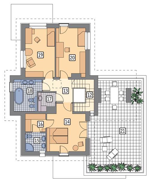 Rzut piętra POW. 124,9 m²