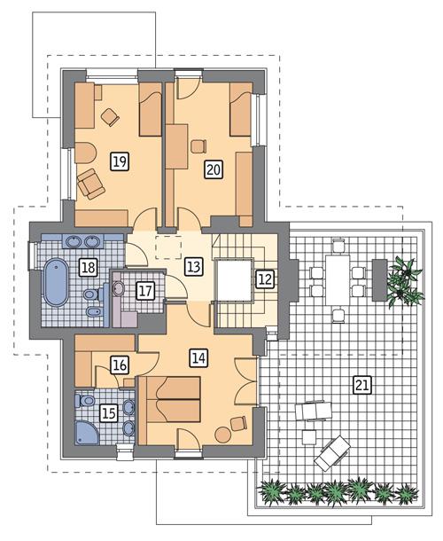 Rzut piętra POW. 124,9 m²