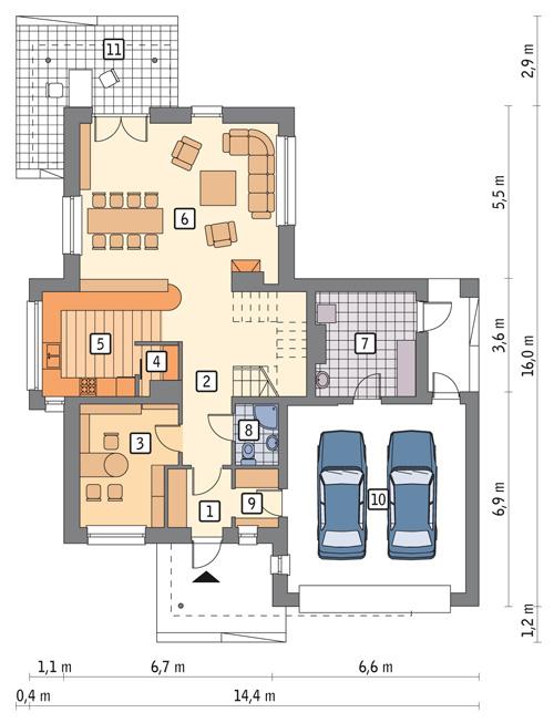 Rzut parteru POW. 93,7 m²