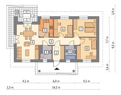 Rzut parteru POW. 79,0 m²