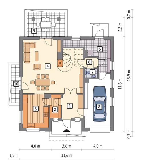 Rzut parteru POW. 101,2 m²