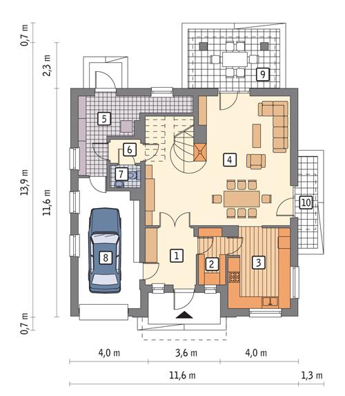 Rzut parteru lustro POW. 101,2 m²