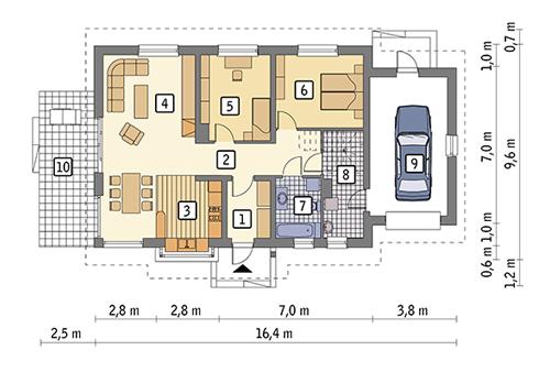 Rzut parteru POW. 111,1 m²