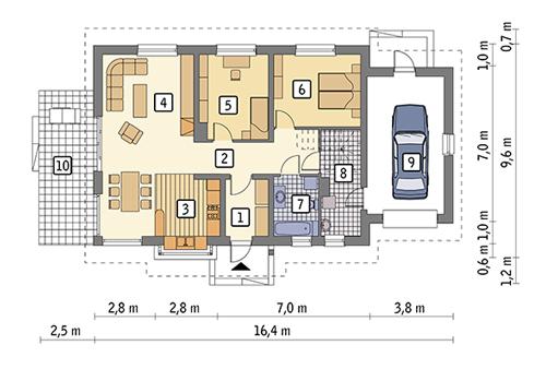 Rzut parteru POW. 111,1 m²