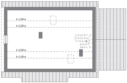 Rzut poddasza: do indywidualnej adaptacji (48,5 m2 powierzchni użytkowej)