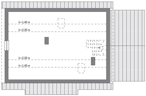 Rzut poddasza: do indywidualnej adaptacji (48,5 m2 powierzchni użytkowej)