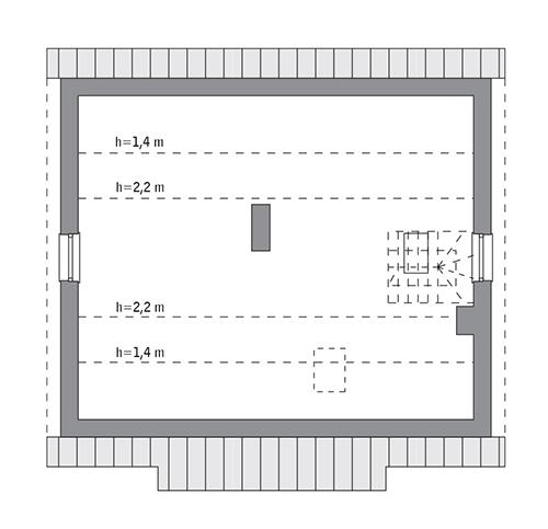 Rzut poddasza: do indywidualnej adaptacji (40,3 m2 powierzchni użytkowej)