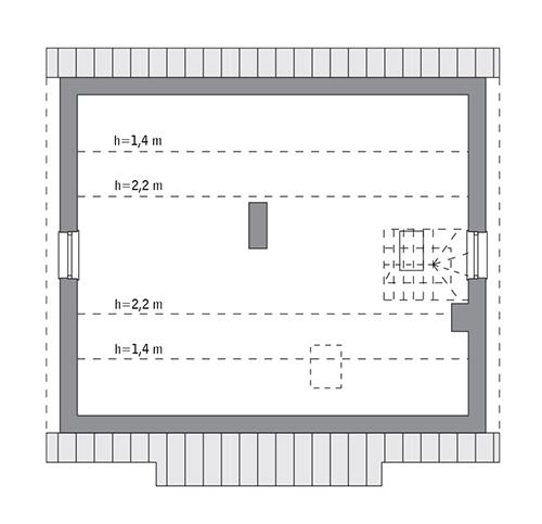 Rzut poddasza: do indywidualnej adaptacji (40,3 m2 powierzchni użytkowej)