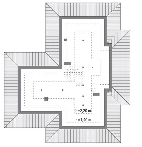 Rzut poddasza: do indywidualnej adaptacji (89,3 m2 powierzchni użytkowej)