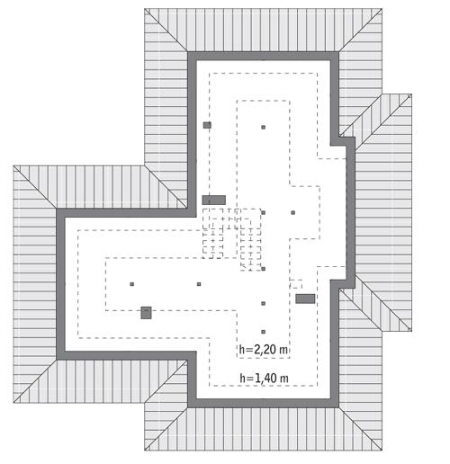 Rzut poddasza: do indywidualnej adaptacji (89,3 m2 powierzchni użytkowej)