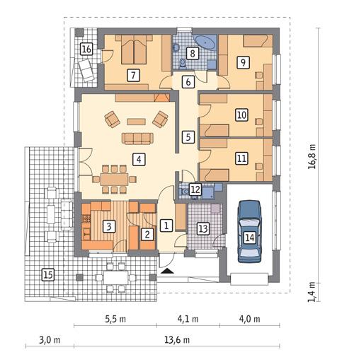 Rzut parteru POW. 158,6 m²