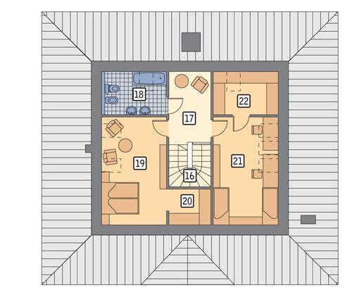 Rzut poddasza lustro POW. 67,7 m²