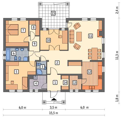 Rzut parteru POW. 136,2 m²