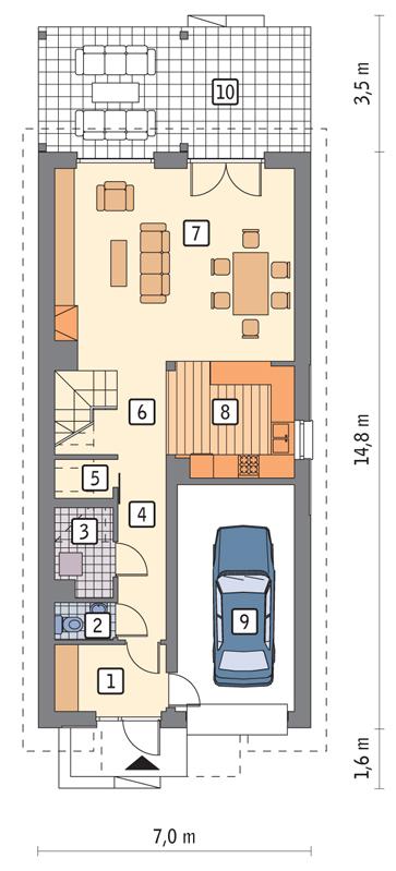 Rzut parteru POW. 79,4 m²