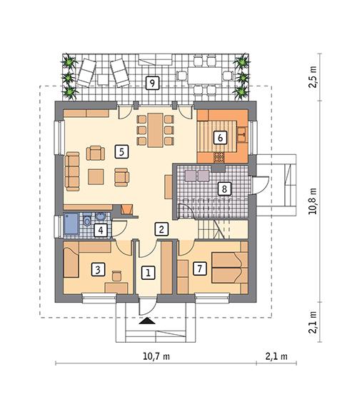 Rzut parteru POW. 86,2 m²