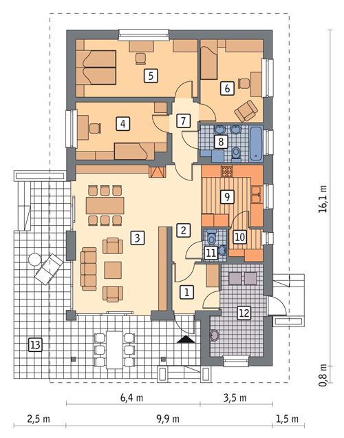 Rzut parteru POW. 112,0 m²