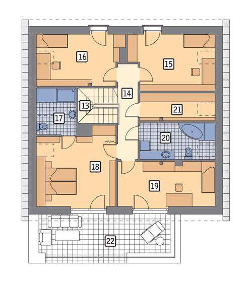 Rzut poddasza lustro POW. 126,0 m²