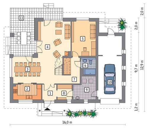 Rzut parteru POW. 126,2 m²