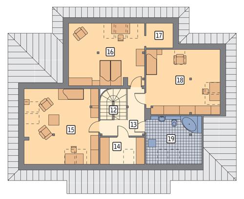 Rzut poddasza POW. 124,4 m²