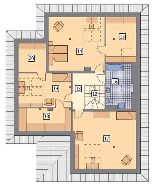Rzut poddasza POW. 135,9 m²