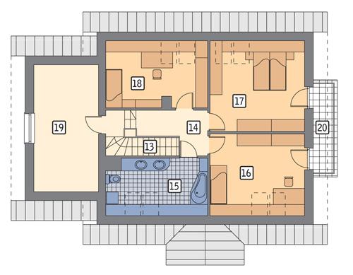 Rzut poddasza lustro POW. 107,3 m²