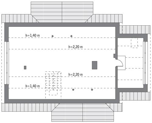 Rzut poddasza: do indywidualnej adaptacji (65,8 m2 powierzchni użytkowej)