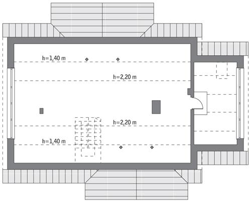 Rzut poddasza: do indywidualnej adaptacji (65,8 m2 powierzchni użytkowej)