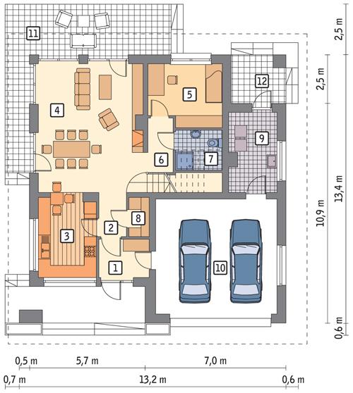 Rzut parteru POW. 113,0 m²