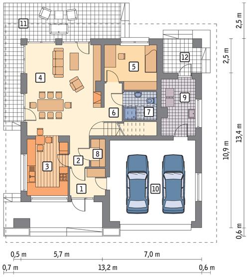 Rzut parteru POW. 113,0 m²