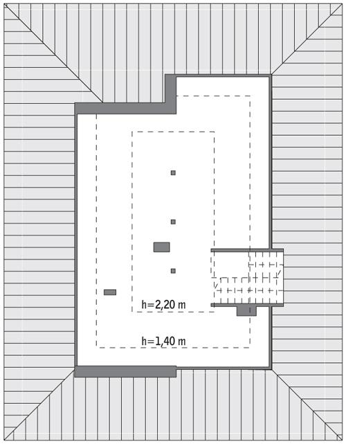Rzut poddasza: do indywidualnej adaptacji (37,5 m2 powierzchni użytkowej)