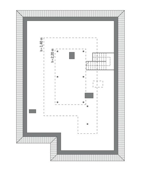 Rzut poddasza: Do indywidualnej adaptacji (44,3 m2 powierzchni użytkowej)