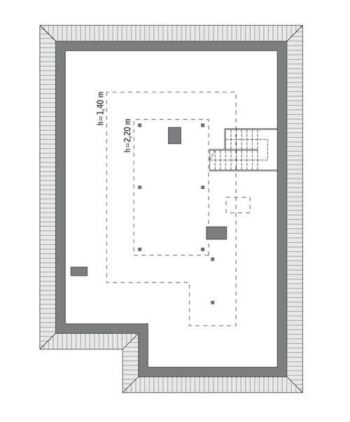 Rzut poddasza: Do indywidualnej adaptacji (44,3 m2 powierzchni użytkowej)