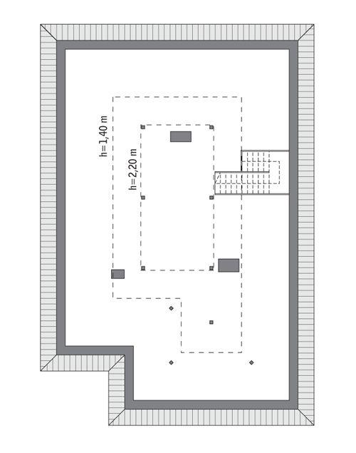 Rzut poddasza: Do indywidualnej adaptacji (47,8 m2 powierzchni użytkowej)