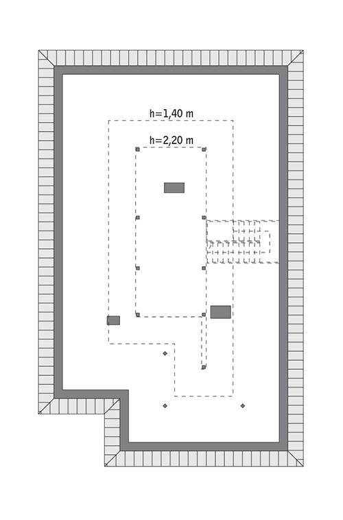Rzut poddasza: do indywidualnej adaptacji (61,0 m2 powierzchni użytkowej)