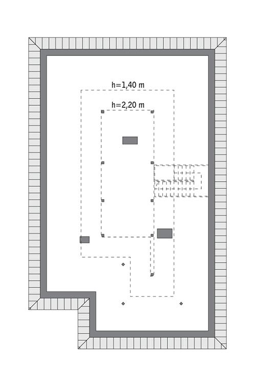 Rzut poddasza: do indywidualnej adaptacji (61,0 m2 powierzchni użytkowej)