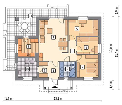 Rzut parteru POW. 97,1 m²