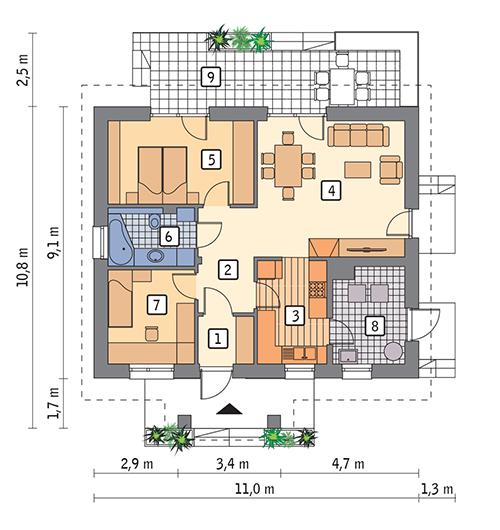 Rzut parteru lustro POW. 75,2 m²
