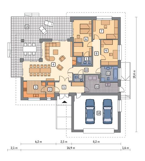 Rzut parteru POW. 183,0 m²