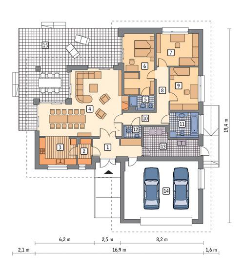 Rzut parteru POW. 183,0 m²