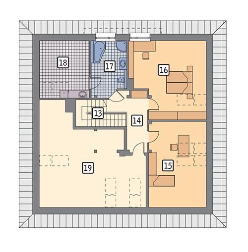 Rzut poddasza lustro POW. 144,1 m²