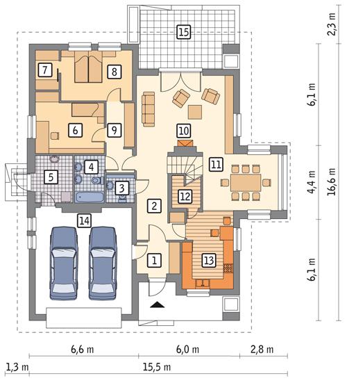 Rzut parteru POW. 157,9 m²