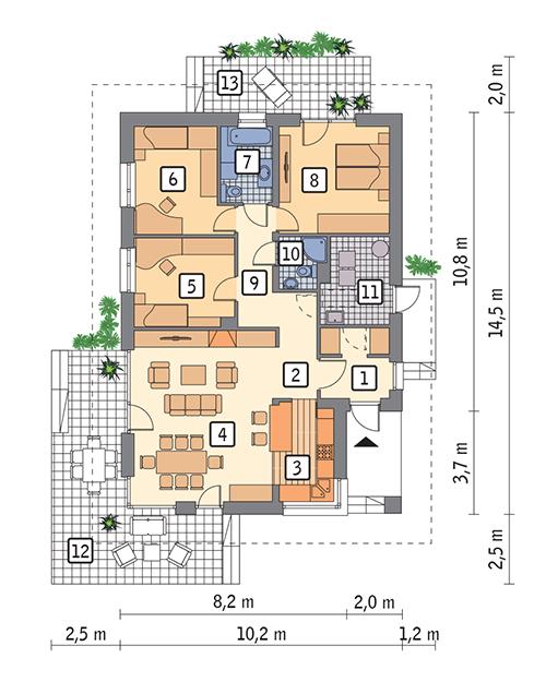 Rzut parteru POW. 106,6 m²