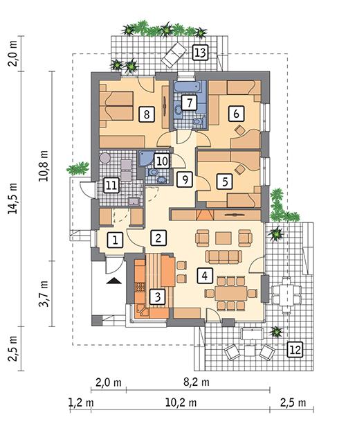 Rzut parteru lustro POW. 106,6 m²