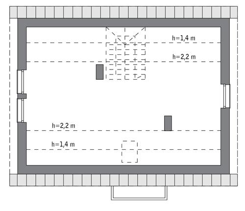 Rzut poddasza lustro: do indywidualnej adaptacji (42,1 m2 powierzchni użytkowej)