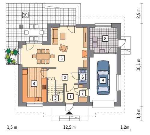 Rzut parteru POW. 87,2 m²