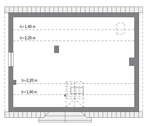 Rzut poddasza: do indywidualnej adaptacji (68,4 m2 powierzchni użytkowej)