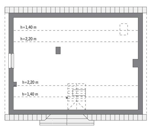 Rzut poddasza: do indywidualnej adaptacji (68,4 m2 powierzchni użytkowej)