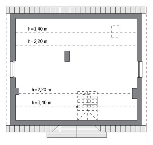 Rzut poddasza: do indywidualnej adaptacji (61,2 m2 powierzchni użytkowej)