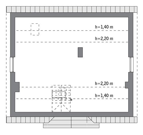Rzut poddasza lustro: do indywidualnej adaptacji (61,2 m2 powierzchni użytkowej)