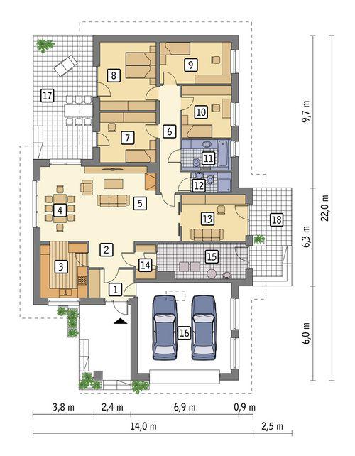 Rzut parteru POW. 185,6 m²